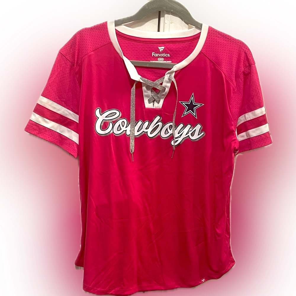 Dallas Cowboys Fanatic Pink Short Sleeve Shirt | Sz Large